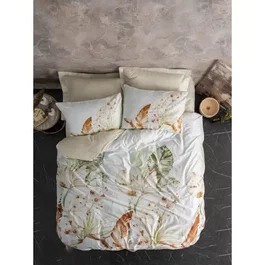 Juego de Cama 1 Funda Nórdica 220x240 cm + 2 Fundas Almohada 60x60 cm 100% Algodón Satén Beige ASI8683742886686