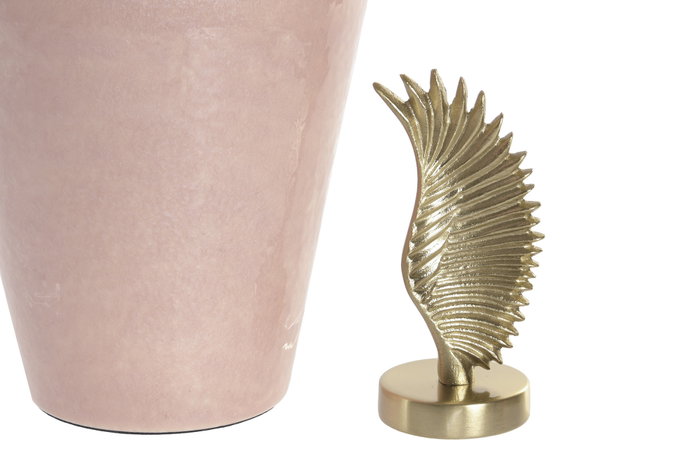 DKD Home Decor Tibor de Aluminio y Hierro Lacado Dorado y Rosa con Tapa