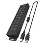 ICY BOX IB-HUB1720-U3 Concentrador USB 18+2 Puertos USB 3.2 Gen 1 Tipo A Aluminio Negro 15W con Adaptador de Corriente