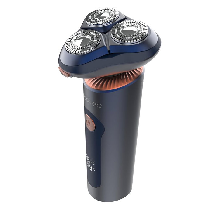 Cecotec Afeitadora eléctrica PrecisionCare Aluminium Pro azul titanio LCD 80min IPX6 base