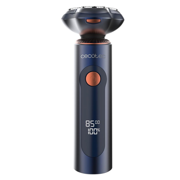 Cecotec Afeitadora eléctrica PrecisionCare Aluminium Pro azul titanio LCD 80min IPX6 base