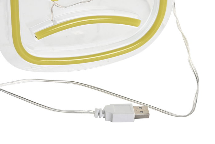 DKD Home Decor Decoracion Luminosa Led Amarillo Blanco Estilo Urban Young Gamer 1.5 x 30 x 21 cm (2 Unidades)