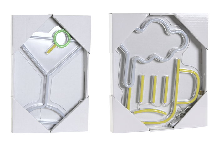 DKD Home Decor Decoracion Luminosa Led Amarillo Blanco Estilo Urban Young Gamer 1.5 x 30 x 21 cm (2 Unidades)