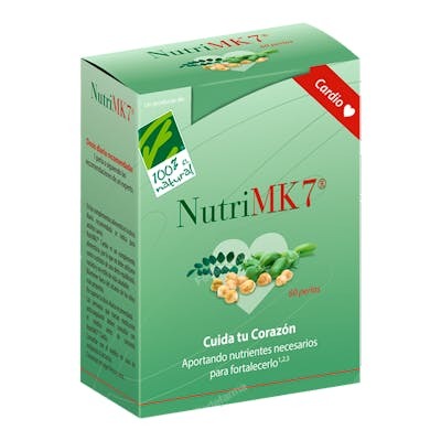 CIEN POR CIEN NATURAL Nutrimk 7 Cardio 60Cap. con Vitamina K2 y D3 para Huesos y Arterias CIEN POR CIEN NATURAL Nutrimk 7 Cardio 60Cap. con Vitamina K2 y D3 para Huesos y Arterias