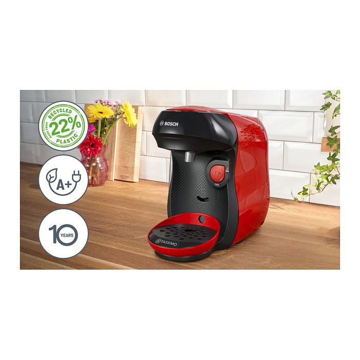 Bosch Tassimo Happy TAS103E Máquina de café a cápsulas Rojo y Negro
