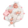 Berjuan Muñeca Reborn Traje Blanco Punto Estampado Mecanismo Real Almohada Lactancia Ref: 8301-24 50 cm