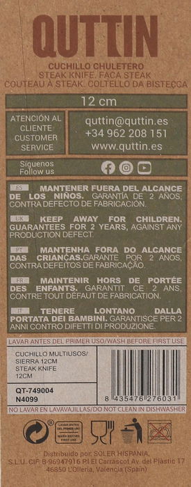 Quttin Cuchillo de Sierra Multiusos Terra 12 cm (36 Unidades)