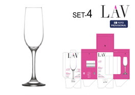 LAV Set 4 Copas de Champagne 215 cc Fame High - 5.5x4.8x23 cm (6 Cajas)