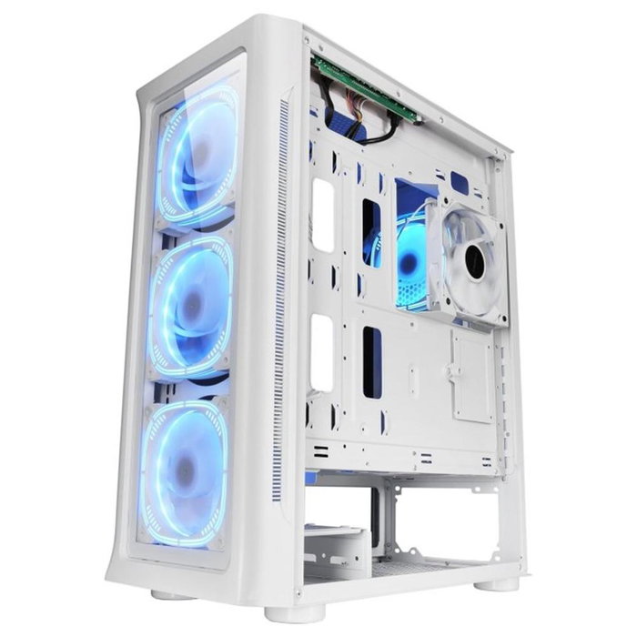 Mars Gaming MC-NEO Torre Gaming ATX/E-ATX con Ventanas de Cristal Templado Frontal y Lateral, 4 Ventiladores ARGB 120mm, Sistema CPU Freezer, Color Blanco