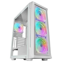 Mars Gaming MC-NEO Torre Gaming ATX/E-ATX con Ventanas de Cristal Templado Frontal y Lateral, 4 Ventiladores ARGB 120mm, Sistema CPU Freezer, Color Blanco