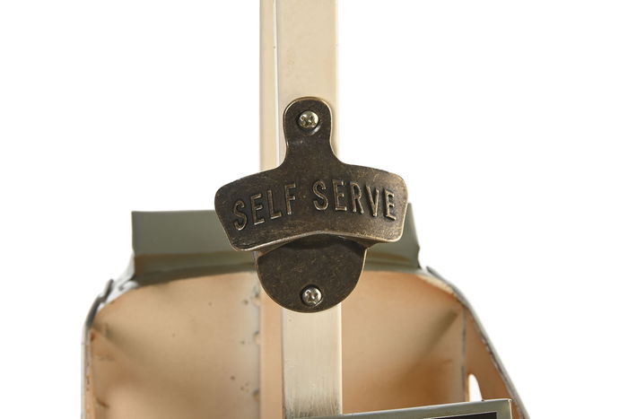 DKD Home Decor Botellero Vintage Tranvia Amarillo Blanco Metal 17 x 37 x 28 cm