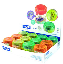 Afilalapiz Milan Spin 1 Uso Con Deposito Surtido Expositor De 24