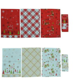 DKD Home Decor Paño de Cocina Navidad Tradicional Blanco y Rojo Algodón 60 x 40 x 0.2 cm Set de 3