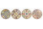 DKD Home Decor Salvamantel Mediterraneo Amarillo Blanco Dolomite Corcho 20 x 20 x 0.7 cm (12 Unidades)