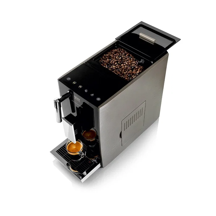 Haeger CM-AUT.012A Caffè Crema Cafetera Eléctrica Automática para Espresso, 19 Bar, 1.2 L, Molino Integrado 130 g, Pantalla Táctil, Función Vapor, Negro