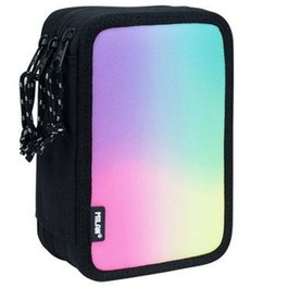 Milan Estuche Escolar 3 Pisos Sunset Negro con Contenido