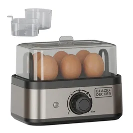 Black + Decker Cocedor de Huevos BXKS4800E, 6 Unidades, Acero Inoxidable, Negro