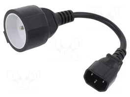 QOLTEC Cable de alimentación CEE 7/5 (E) a IEC C14 macho, 0,15m, negro
