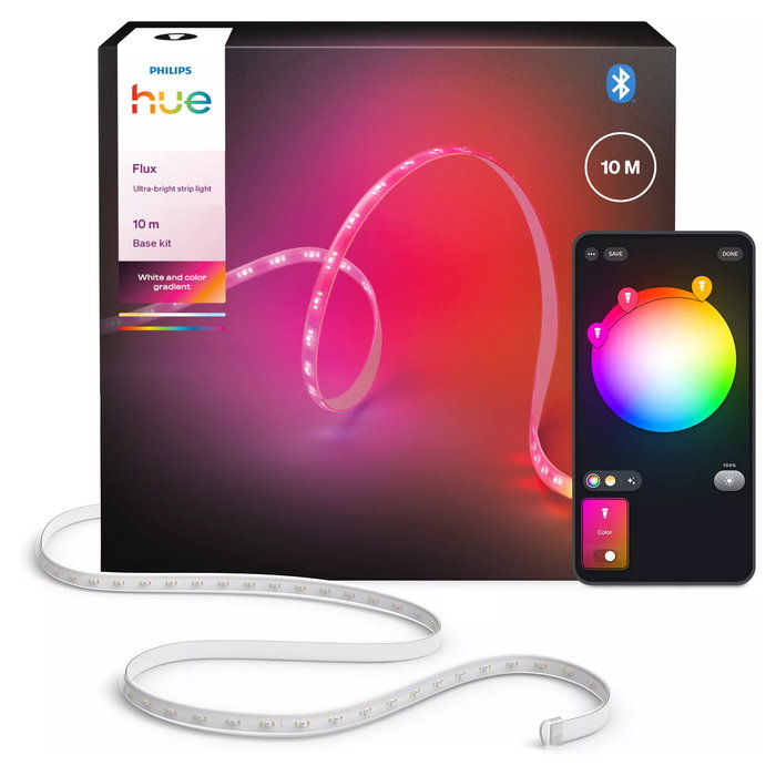 Signify Philips Hue Flux - Tira de Luz Inteligente Ultrabrillante Gradient 10m, Bluetooth/Zigbee, 6000lm, Compatible con Alexa, Google, HomeKit, IP20, Versión EU