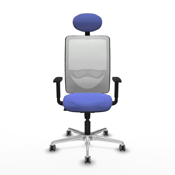 PIQUERAS Y CRESPO Silla de oficina Zulema con mecanismo Sincro, Azul claro y Blanco
