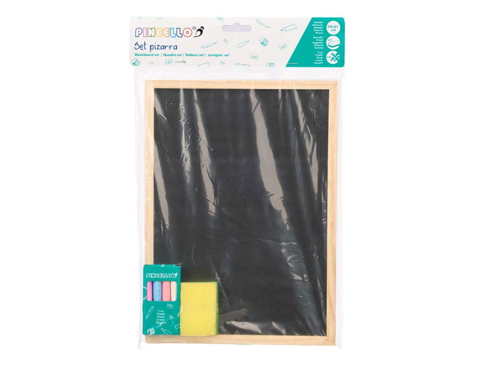 Pincello Pizarra Tiza Borrador 29 cm x 21 cm Madera Negra (Set de 24)
