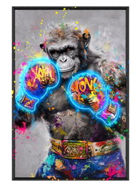 DKD Home Decor Cuadro LED Lienzo Chimpancé Boxeo