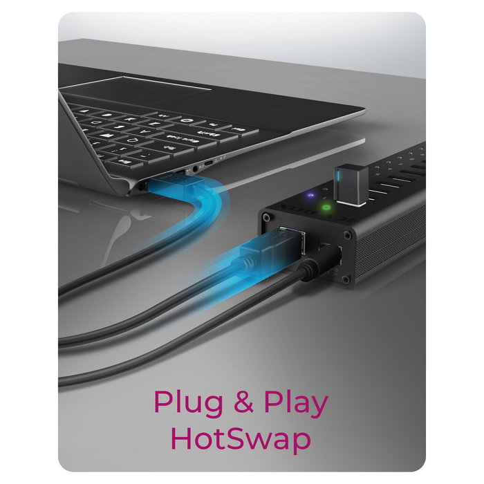 ICY BOX IB-AC6113 Hub USB 3.0 13 Puertos con Fuente de Alimentación y Diseño de Aluminio