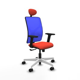 PIQUERAS Y CRESPO Silla de oficina Motilla con mecanismo Sincro, Naranja oscuro y Azul
