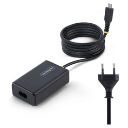 StarTech.com Adaptador de Alimentación USB-C con Cable USB-C de 1.5 m, Conector CA 110-240 V, 65 Vatios, Europa, Negro