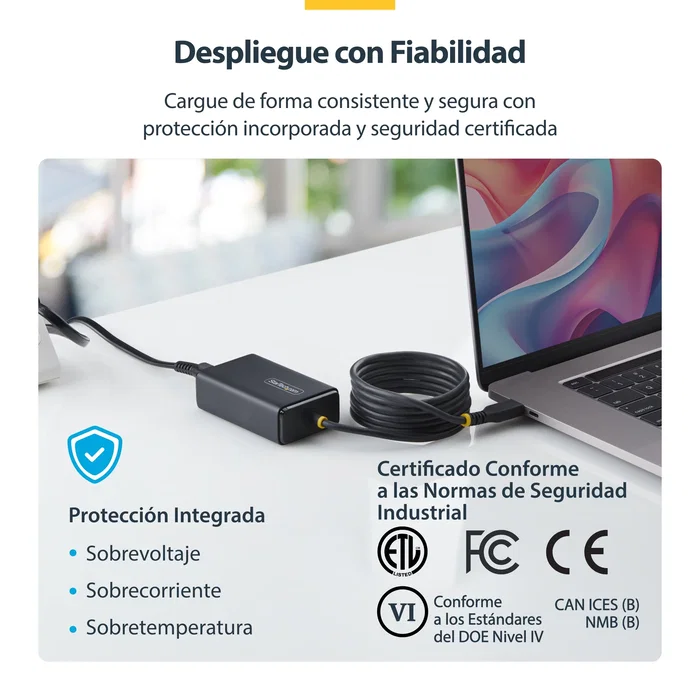 StarTech Cargador USB-C de 65W con Cable Integrado de 1,5 m StarTech Cargador USB-C de 65W con Cable Integrado de 1,5 m