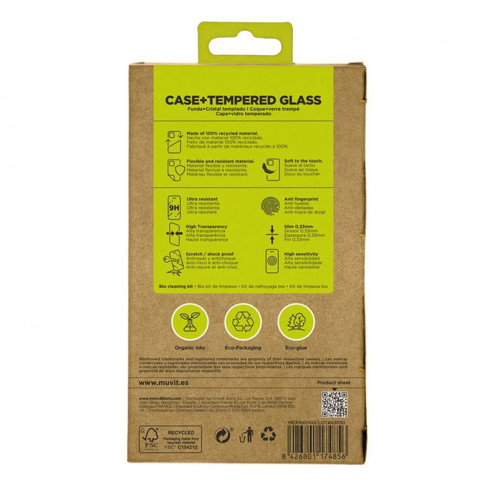 Muvit Recycletek Funda para Apple iPhone 16, Protección Confiable y Sostenible, Materiales Reciclados, Acceso Completo