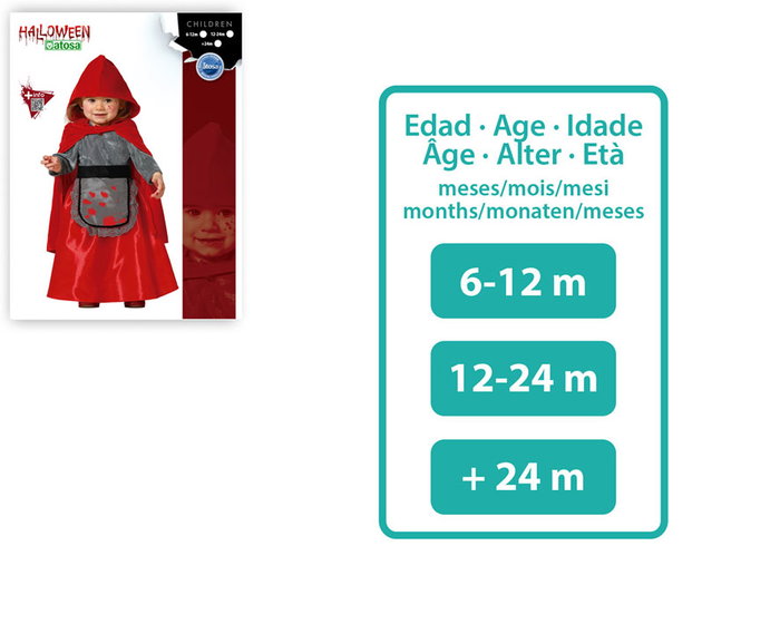 Disfraz Caperucita Roja Ensangrentada Niña Bebé Con Capa 24 Meses