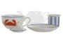 DKD Home Decor Tetera Mediterraneo Aiguablava Multicolor Cristal Porcelana Set de 3 Piezas 13.5 x 14 x 16.5 cm