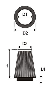 Green Filters Filtro Universal CO1.100 D1/L1: 100 Boca D2/L2: 140 Ancho H: 150 Largo