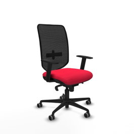 Silla Ossa ergonómica para trabajar con respaldo fijo, brazos 1D y apoyo lumbar regulable, ideal para 8 horas de uso y peso máximo de 120 Kg