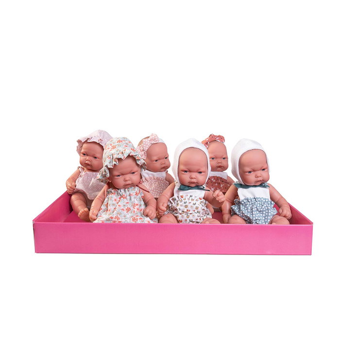 Muñecas Antonio Juan Pitu - Pack de 6 Muñecas Bebé Realistas de Vinilo Sexuado, Niños y Niñas con Vestidos, Juguete para Niños +2 Años