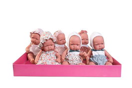 Antonio Juan - Muñeca Pitu Trajes de Colores, 26 cm, 6 Unidades (4 Niñas, 2 Niños), Cuerpo Duro de Vinilo, Modelos Surtidos