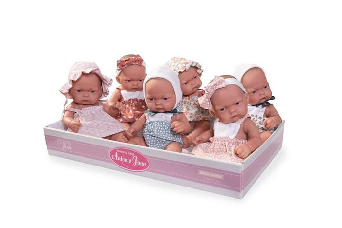 Antonio Juan - Muñeca Pitu Trajes de Colores, 26 cm, 6 Unidades (4 Niñas, 2 Niños), Cuerpo Duro de Vinilo, Modelos Surtidos