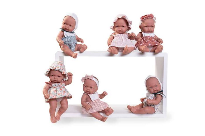 Antonio Juan - Muñeca Pitu Trajes de Colores, 26 cm, 6 Unidades (4 Niñas, 2 Niños), Cuerpo Duro de Vinilo, Modelos Surtidos