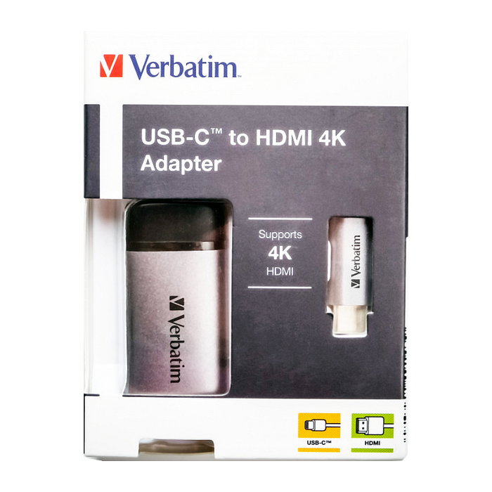 Verbatim Adaptador USB-C a HDMI 4K Negro y Plata