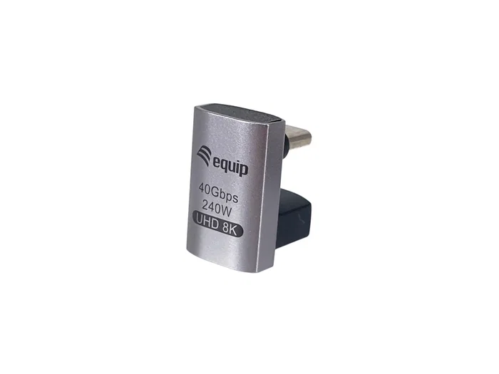 Equip Adaptador USB 4.0 133477 C-C Angular 40Gbps, Power Delivery 240W, Compatible 8K@60Hz, Carcasa Aluminio, Pack de 2 unidades (Negro, Gris) Equip Adaptador USB 4.0 133477 C-C Angular 40Gbps, Power Delivery 240W, Compatible 8K@60Hz, Carcasa Aluminio, Pack de 2 unidades (Negro, Gris)