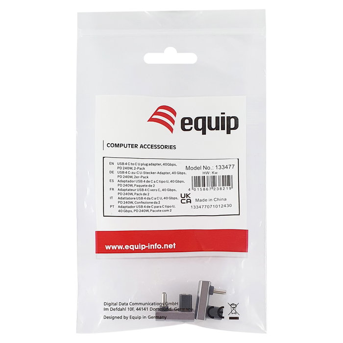 Equip Adaptador USB 4.0 a USB-C 40Gbps 240W PD Pack 2 unidades Gris