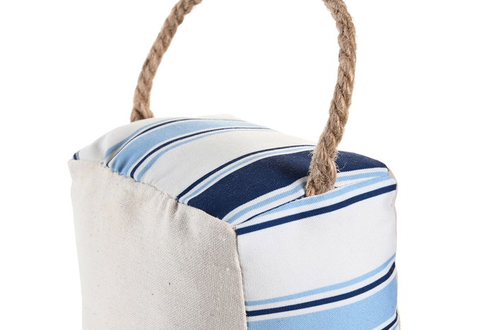 DKD Home Decor Sujetapuertas Mediterraneo Azul Blanco Poliester Arena 13 x 20 x 9 cm (6 Unidades)