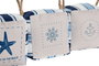 DKD Home Decor Sujetapuertas Mediterraneo Azul Blanco Poliester Arena 13 x 20 x 9 cm (6 Unidades)