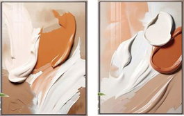 DKD Home Decor Cuadro Moderno Abstracto Naranja Blanco Dorado Terracota Aluminio MDF 80 x 120 x 3.5 cm (2 Unidades)