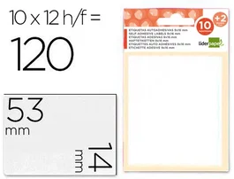 Liderpapel Etiquetas Adhesivas Blancas 14x53 mm (Sobre de 10 h. + 2 h. obsequio)