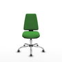 Silla de oficina Elche con mecanismo Asincro tapizada con Tela color Verde. Equipada con Base cromada, Sin brazos y Ruedas 65 mm parqué