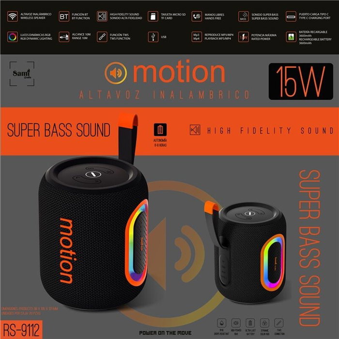 SAMI Altavoz Multimedia Motion de 15W con Alta Fidelidad para Música y Sonido