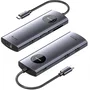 Vention TQVHB Docking Station USB-C 9 en 1: 2xHDMI 4K 60Hz, 3xUSB, RJ45 Gigabit, Lector Tarjetas SD/TF, USB-C PD 100W, Aluminio Gris