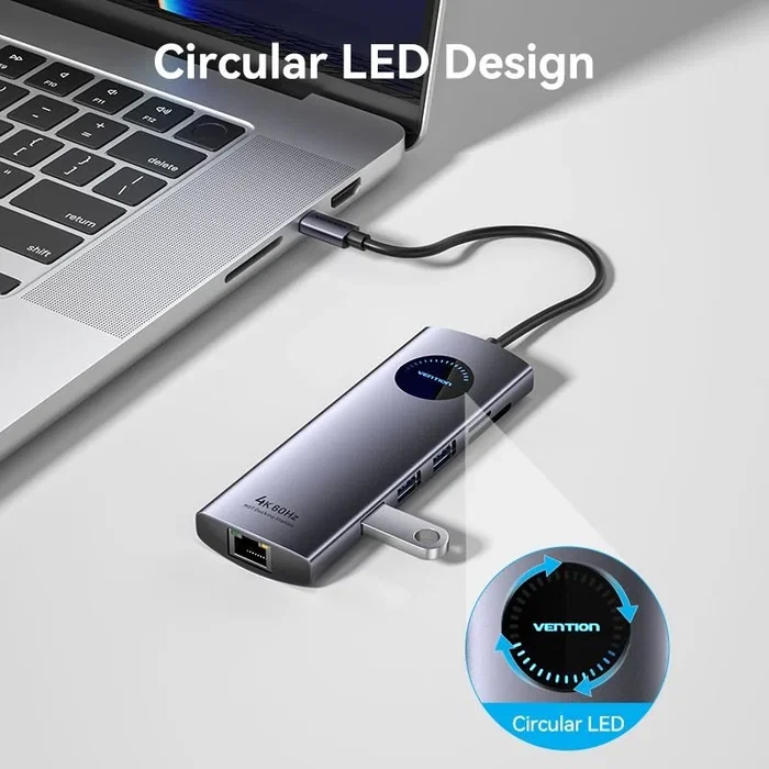 Vention Docking Station TQVHB USB-C 9 en 1 Gris Vention Docking Station TQVHB USB-C 9 en 1 Gris